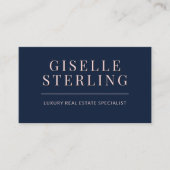 Carte De Visite Code QR de l'agent immobilier Blush Rose Navy Blue (Devant)