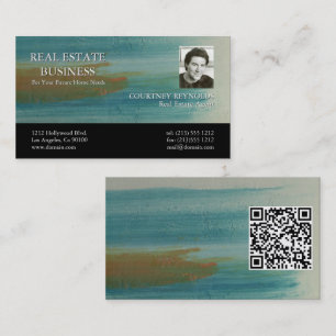 Carte De Visite Code QR de l'agent immobilier d'art abstrait de Sa