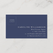 Carte De Visite Code QR de l'agent immobilier de la marine moderne (Devant)