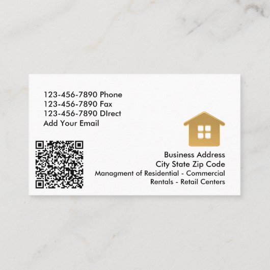 Carte De Visite Code QR de l'agent immobilier de luxe (Dos)