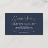 Carte De Visite Code QR de l'agent immobilier de luxe bleu marine (Dos)