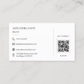 Carte De Visite Code QR de l'agent immobilier minimal (Dos)