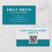 Carte De Visite Code QR de l'agent immobilier moderne et frais (Devant / Derrière)