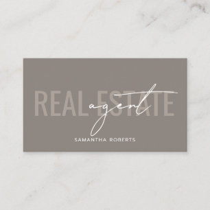 Carte De Visite Code QR de l'agent immobilier moderne taupe