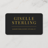 Carte De Visite Code QR de l'agent immobilier noir or (Devant)