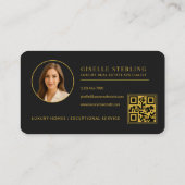 Carte De Visite Code QR de l'agent immobilier noir or (Dos)