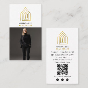 Carte De Visite Code QR de l'agent immobilier Photo Real Estate Ag