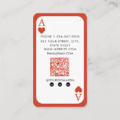 Carte De Visite Code QR de l'agent immobilier Unique As de Cœur Mo (Dos)