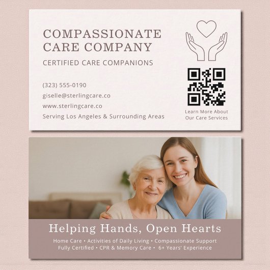 Carte De Visite Code QR de l'aide professionnelle aux seniors