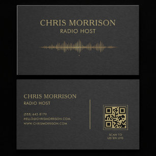 Carte De Visite Code QR de l'animateur radio Black Gold