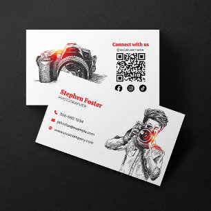 Carte De Visite Code QR de l'appareil photo de photographie dessin