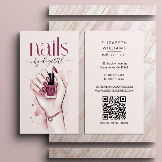 Carte De Visite Code QR de l'aquarelle de technicien de clou