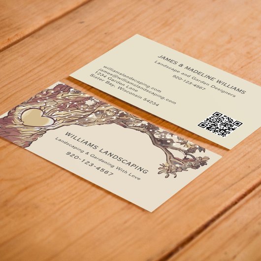 Carte De Visite Code QR de l'arbre de jardinage paysager