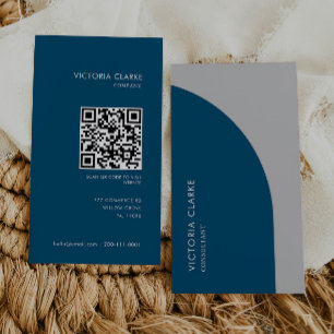 Carte De Visite Code Qr de l'arc gris clair bleu vertical du consu