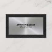 Carte De Visite Code QR de l'Arrière - plan d'argent en métal noir (Devant)