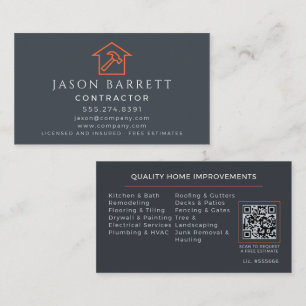 Carte De Visite Code QR de l'artisan en toiture de construction or