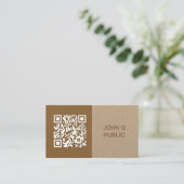 Carte De Visite Code QR de l'artisanat moderne Brown (Debout devant)
