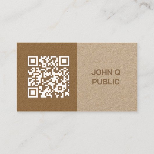 Carte De Visite Code QR de l'artisanat moderne Brown (Devant)