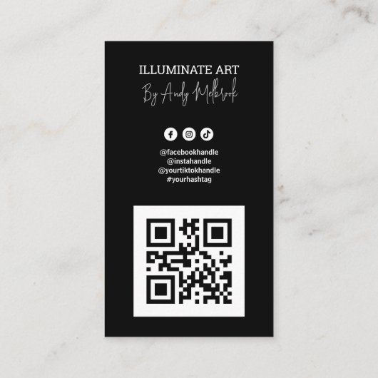 Carte De Visite Code QR de l'artiste d'illustration modifiable (Dos)