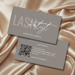 Carte De Visite Code QR de l'artiste en cils moderne taupe