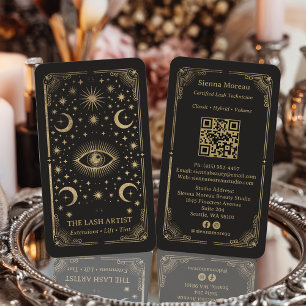 Carte De Visite Code QR de l'artiste en cils Tarot Céleste Rétro O