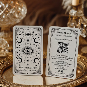 Carte De Visite Code QR de l'artiste en cils Tarot Céleste Rétro V