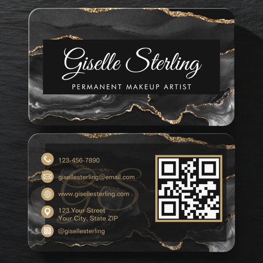 Carte De Visite Code QR de l'artiste en maquillage permanent