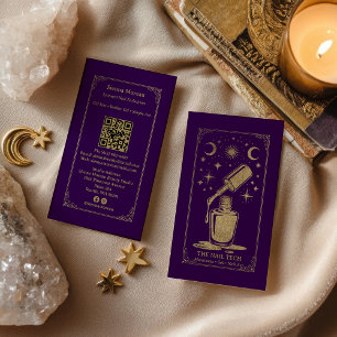 Carte De Visite Code QR de l'artiste en ongles Tarot Céleste Viole