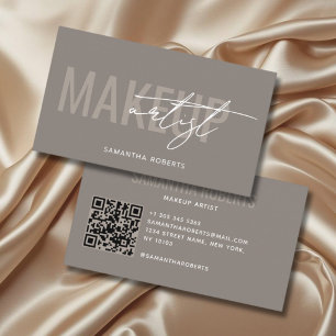 Carte De Visite Code QR de l'artiste maquilleur moderne taupe
