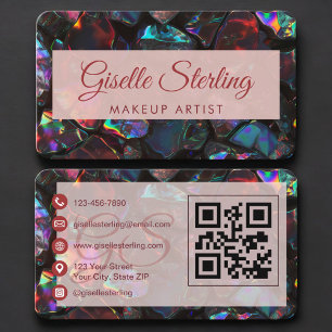 Carte De Visite Code QR de l'artiste maquilleuse Opal Black