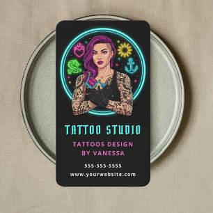 Carte De Visite Code QR de l'Atelier de Tatouage d'un Artiste Tato