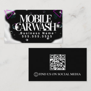 Carte De Visite Code QR de lavage de voiture mobile moderne pour l