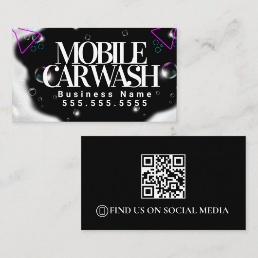 Carte De Visite Code QR de lavage de voiture mobile moderne pour l (Devant / Derrière)