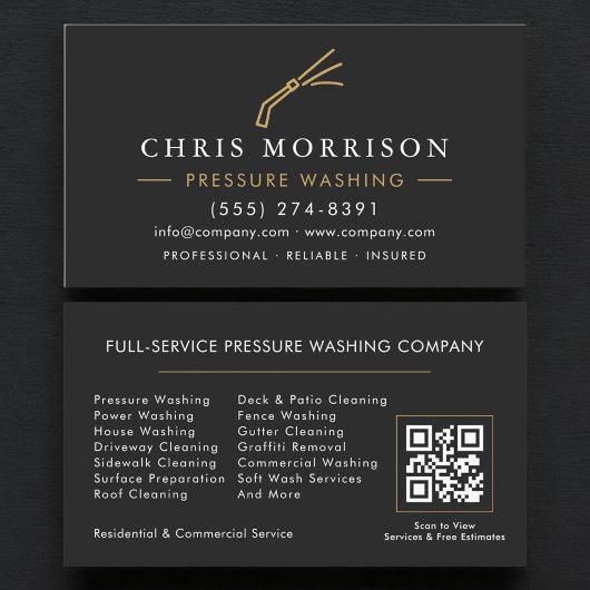 Carte De Visite Code QR de lavage sous pression professionnel 