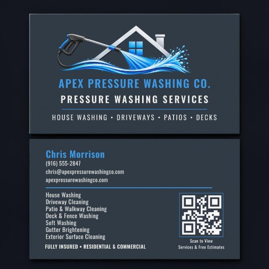 Carte De Visite Code QR de lavage sous pression Services professio