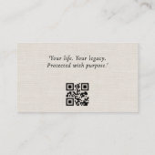Carte De Visite Code QR de l'avocat en lin minimal (Dos)