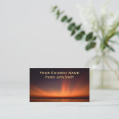 Carte De Visite Code QR de l'église de l'océan au coucher du solei (Debout devant)