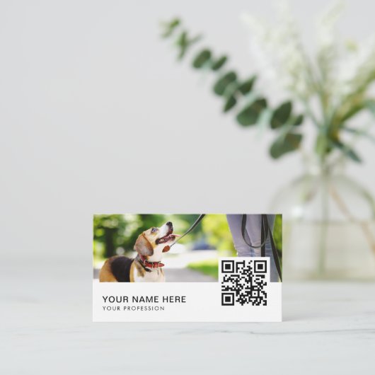 Carte De Visite code QR de l'éleveur de chiens (Debout devant)