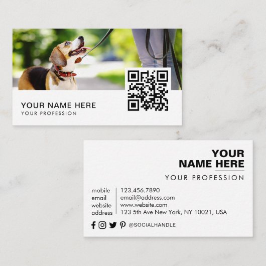 Carte De Visite code QR de l'éleveur de chiens (Devant / Derrière)