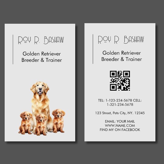 Carte De Visite Code QR de l'éleveur de chiens