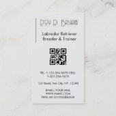 Carte De Visite Code QR de l'éleveur de chiens - Labrador Retrieve (Dos)