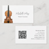 Carte De Visite Code QR de l'enseignant de violon d'instrument de  (Devant / Derrière)