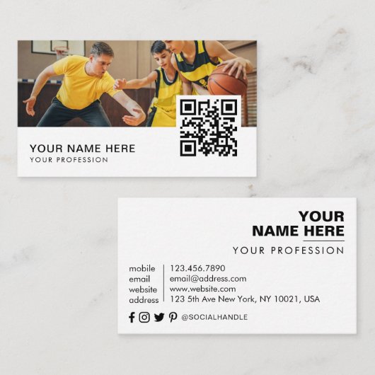 Carte De Visite code QR de l'entraînement de l'entraîneur (Devant / Derrière)