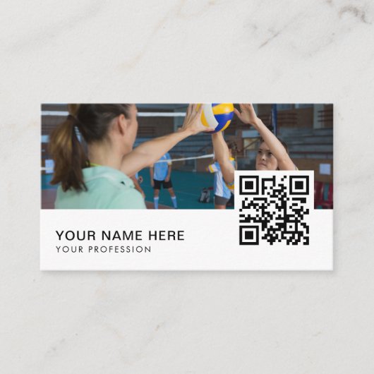 Carte De Visite Code QR de l'entraîneur de volley-ball (Devant)