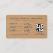 Carte De Visite Code QR de l'entrepreneur Bleu Marine Texture Bois (Dos)