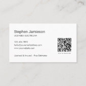 Carte De Visite Code QR de l'entrepreneur électrique moderne (Dos)
