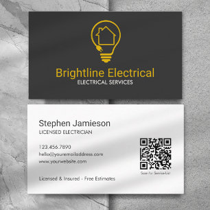 Carte De Visite Code QR de l'entrepreneur électrique moderne 