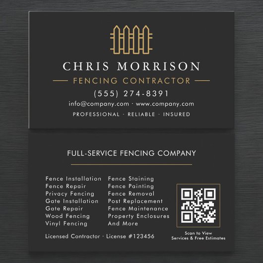 Carte De Visite Code QR de l'entrepreneur en clôture