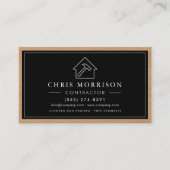 Carte De Visite Code QR de l'entrepreneur en construction en bois (Devant)