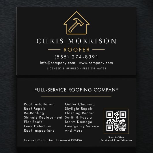 Carte De Visite Code QR de l'entrepreneur en toiture